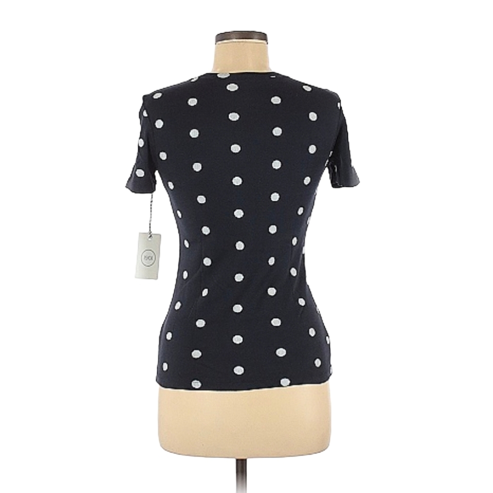 NWT 1901 Medium Navy White Polka Dot Fitted Short Sleeve Crew Neck T-shirt - Picture 2 of 5